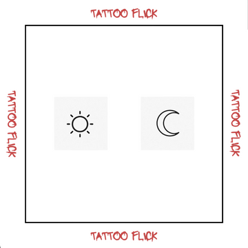 Matching Sun And Moon - Temporary Tattoo