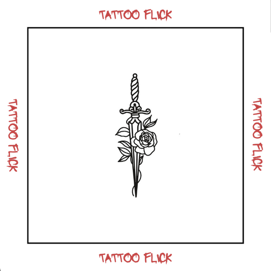 Dagger and Rose - Temporary Tattoo