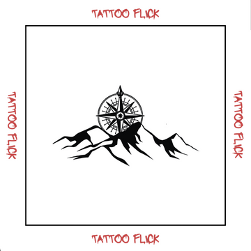 Mountain and Compass  - Temporary Tattoo