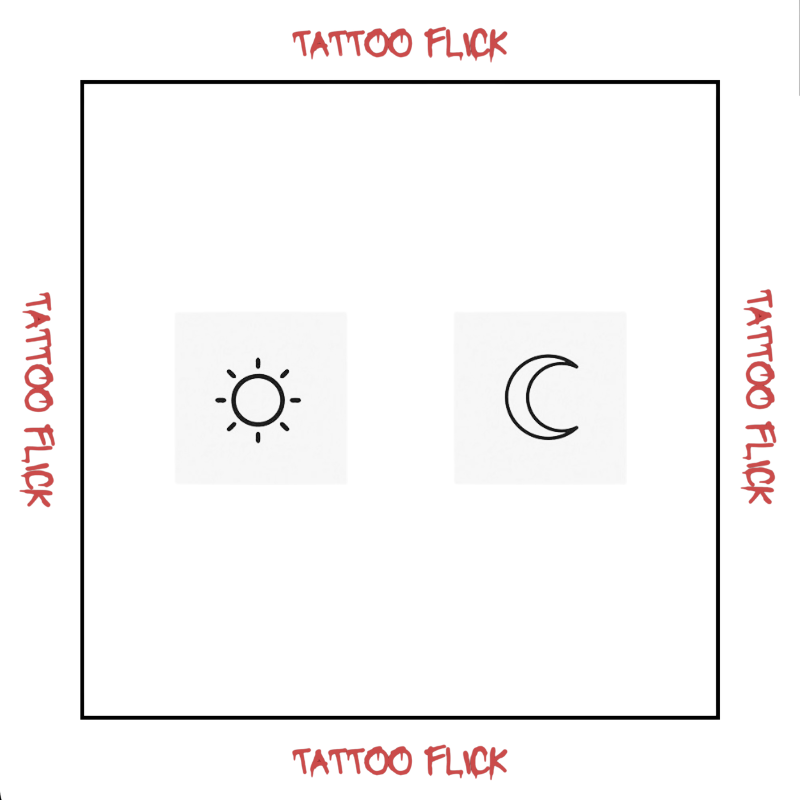 Matching Sun And Moon - Temporary Tattoo