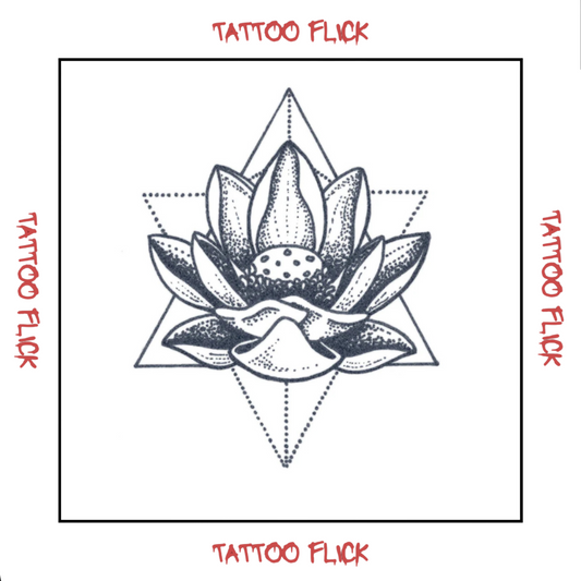 Dotwork Lotus Flower - Temporary Tattoo