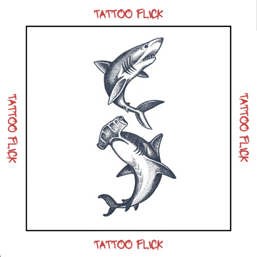 Great White Shark & Hammerhead Shark - Temporary Tattoo