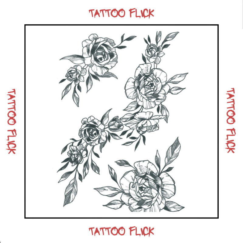 Flower Ornaments Set B/W - Temporary Tattoo