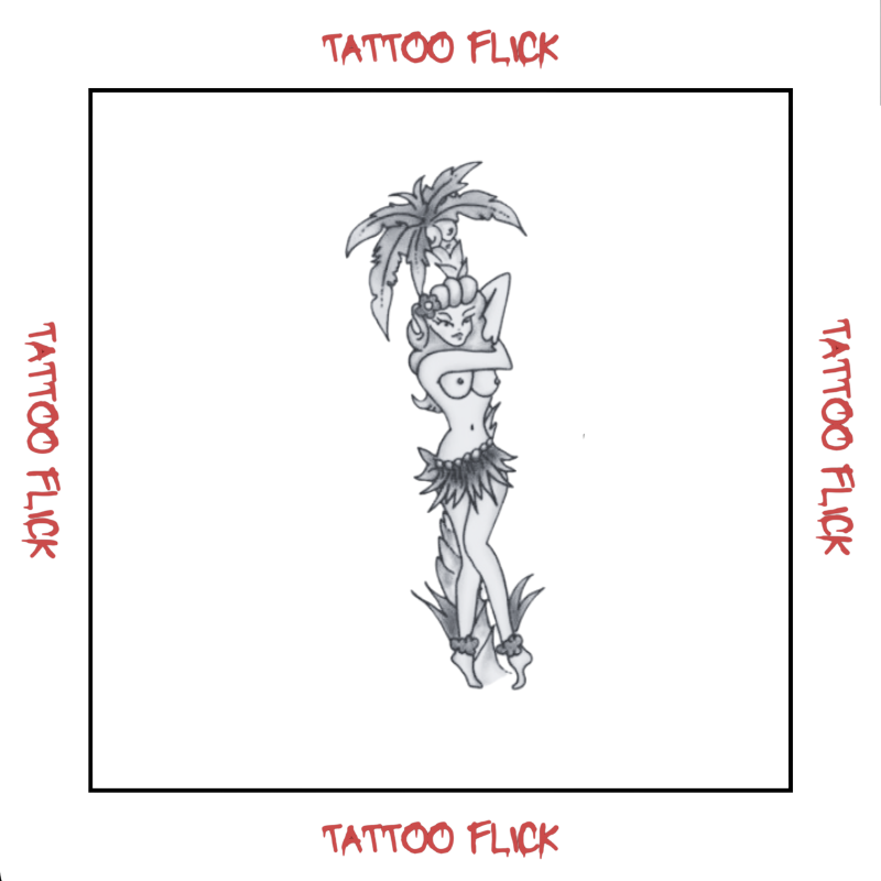 Palm Pin-Up girl - Temporary Tattoo