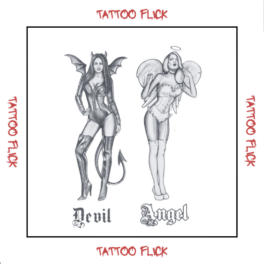 Angel and Devil Pin-Up girls - Temporary Tattoo