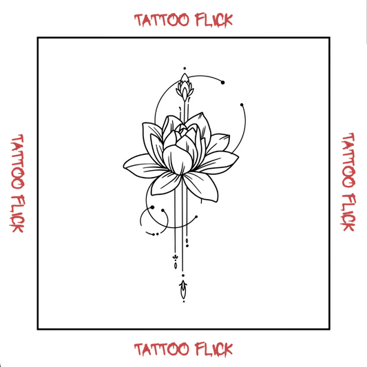 Big Lotus with Ornaments  - Temporary Tattoo