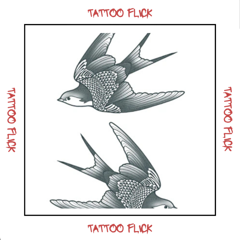 Black Swallows  - Temporary Tattoo