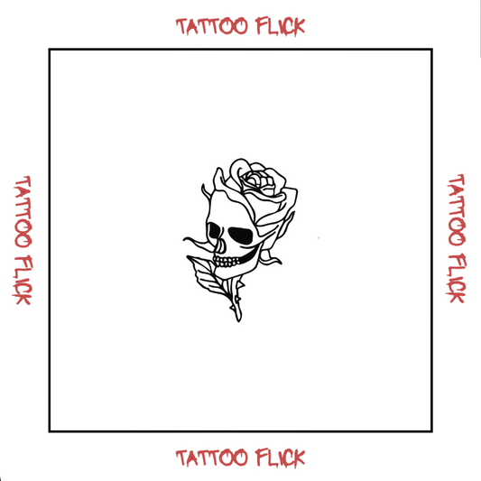 Skull With Rose - Temporary Tattoo