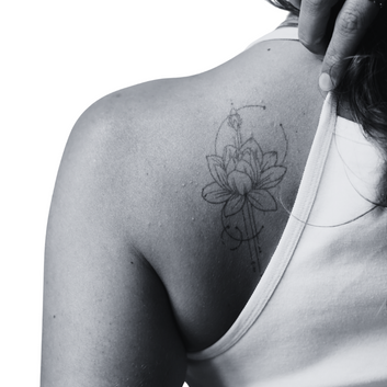 Big Lotus with Ornaments  - Temporary Tattoo