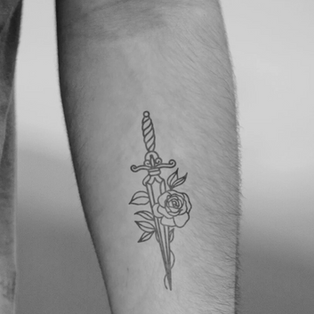 Dagger and Rose - Temporary Tattoo