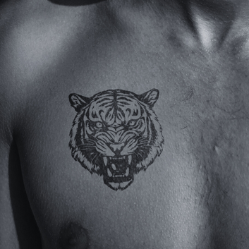 Traditional Tiger Head - Temporary Tattoo