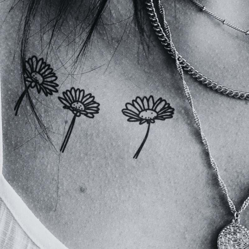 Three Daisies - Temporary Tattoo