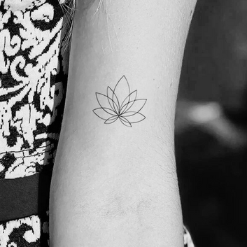 Fine Line Lotus Flower - Temporary Tattoo