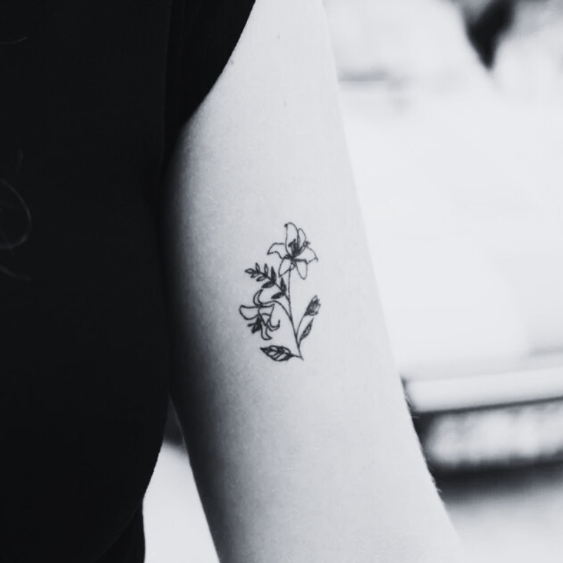 Lilies With Leaves - Temporary Tattoo