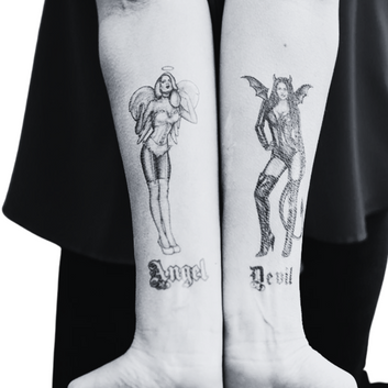 Angel and Devil Pin-Up girls - Temporary Tattoo