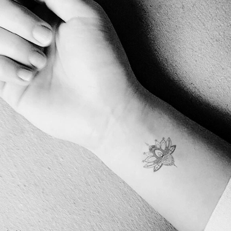 Small Sacred Lotus Flower - Temporary Tattoo