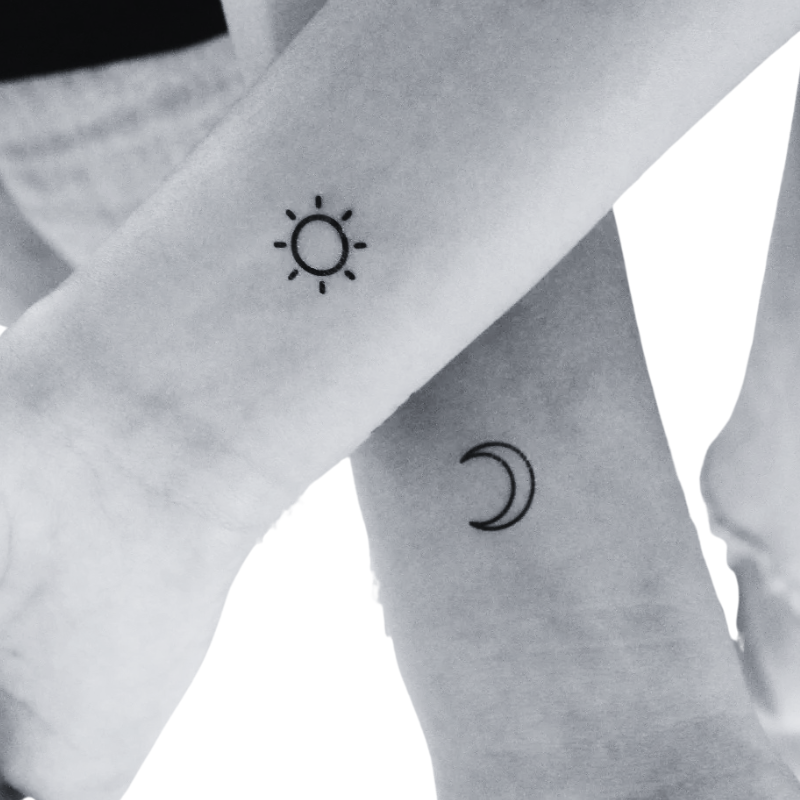 Matching Sun And Moon - Temporary Tattoo