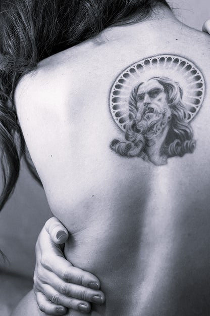 Realistic Jesus Portrait Tattoo - Temporary Tattoo