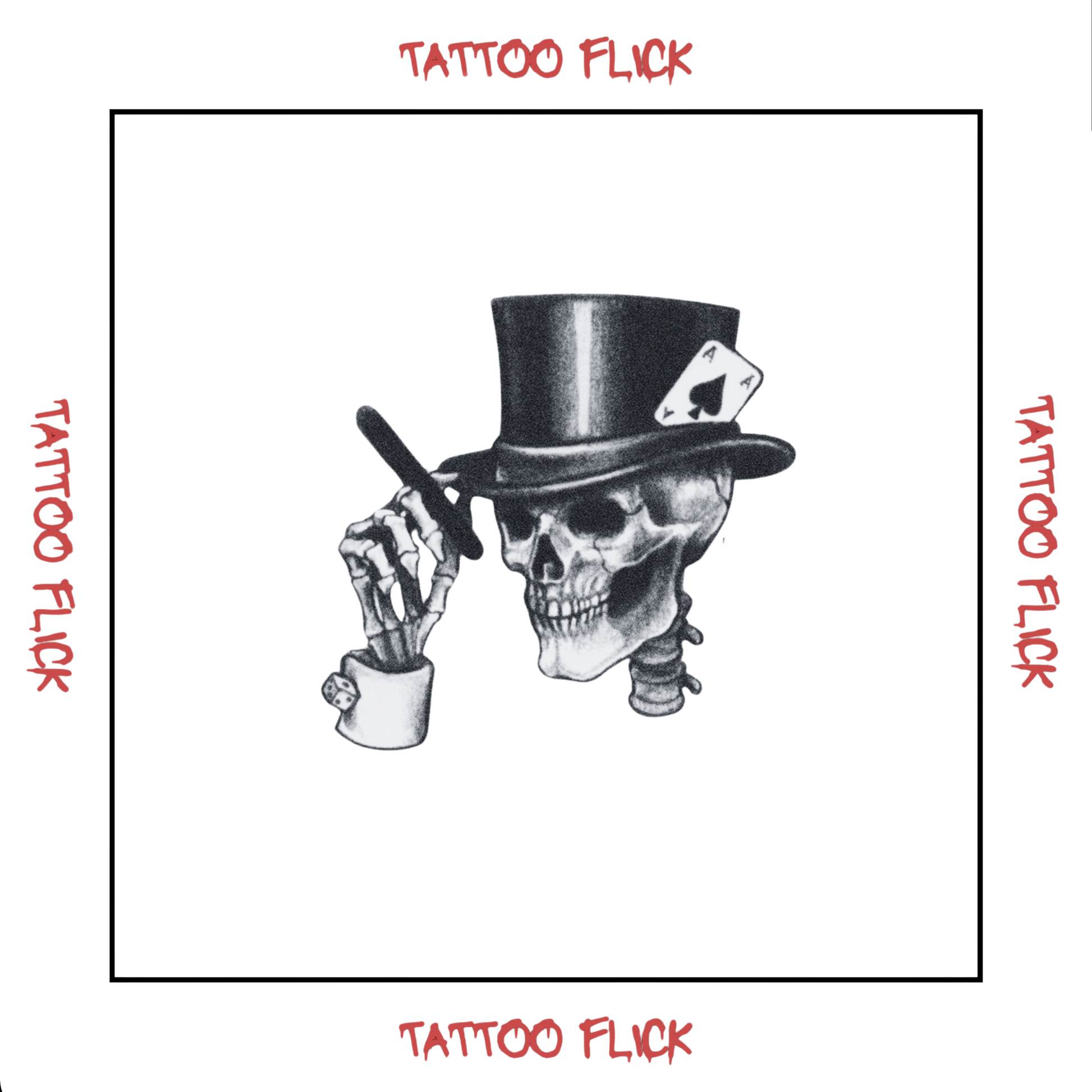 Gambler's Skull - Temporary Tattoo