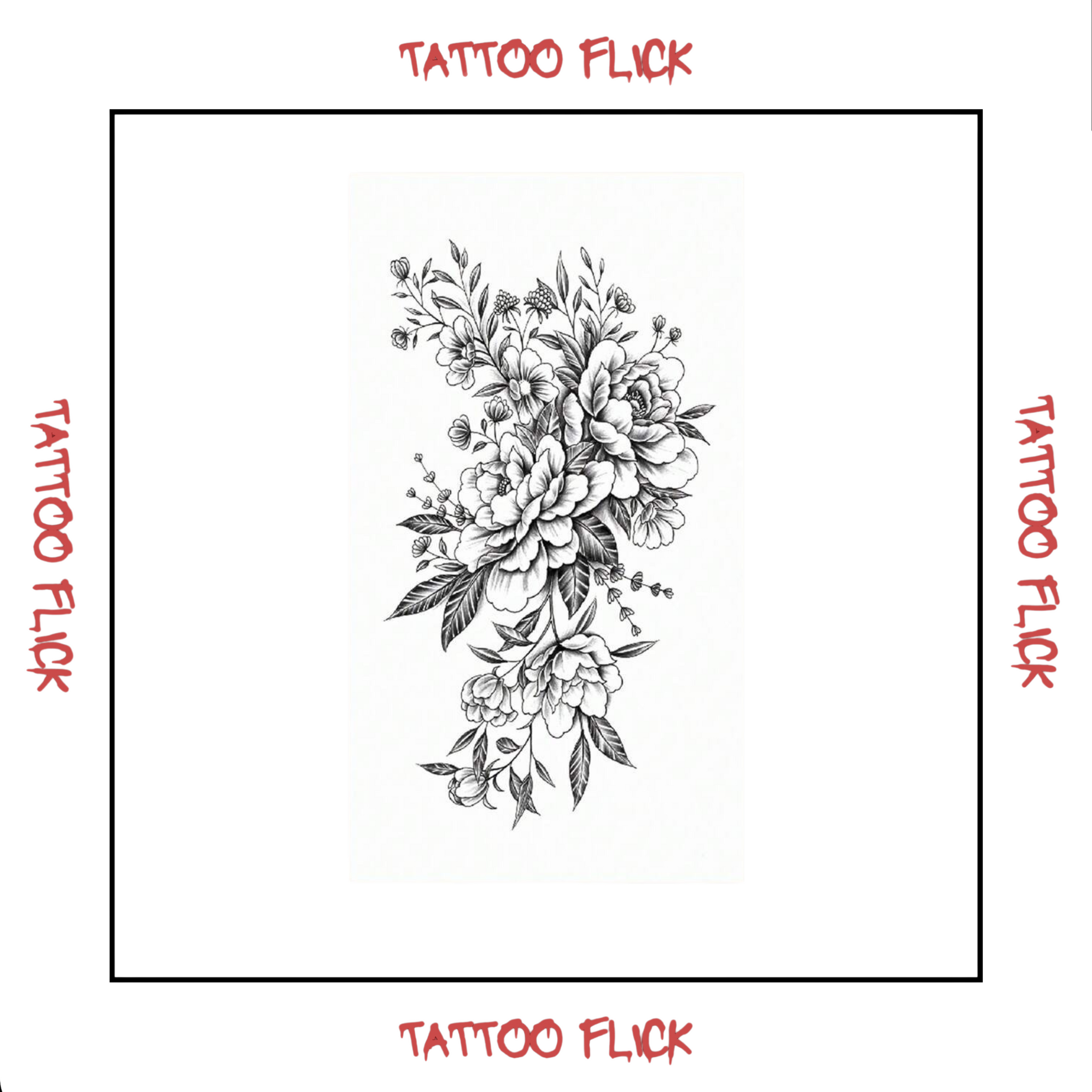 Black Flowers - Temporary Tattoo