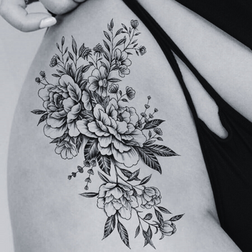 Black Flowers - Temporary Tattoo